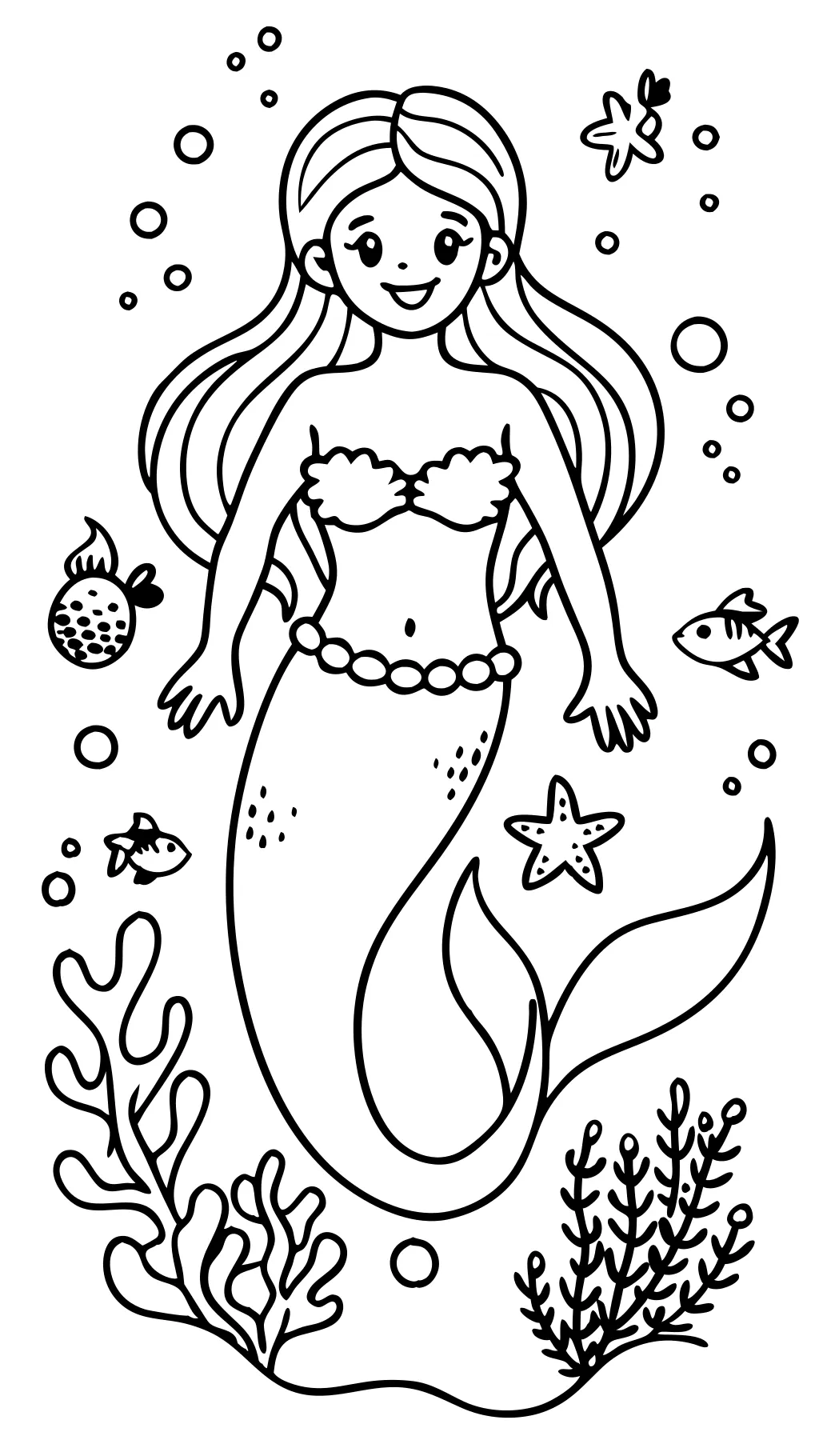 mermaid printable coloring page